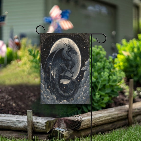 Birthday Party Garden Flags Outdoor Patio Decoration Flags 28x40in Black Devil Dragon