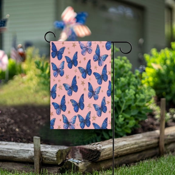 Birthday Party Garden Flags Outdoor Patio Decoration Flags 28x40in Blue-purple Swallowtail Butterfly