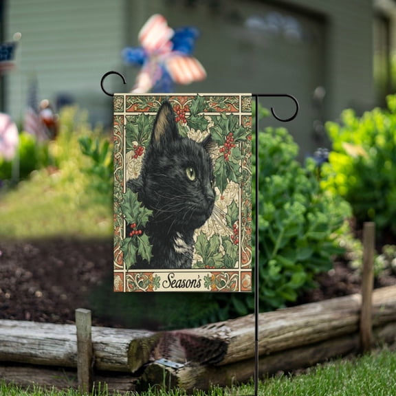 Birthday Party Garden Flags Outdoor Patio Decoration Flags 28x40in Cat in The Frame