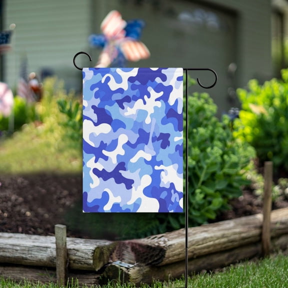 Birthday Party Garden Flags Outdoor Patio Decoration Flags 28x40in Deep Blue and White Camouflage