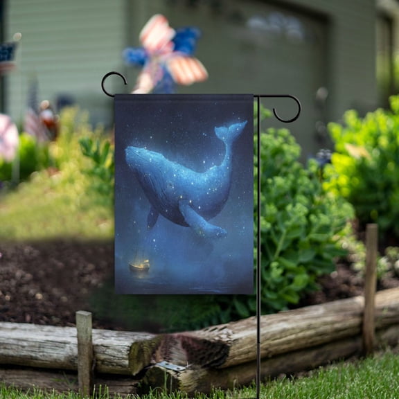 Birthday Party Garden Flags Outdoor Patio Decoration Flags 28x40in Flying Blue Whale