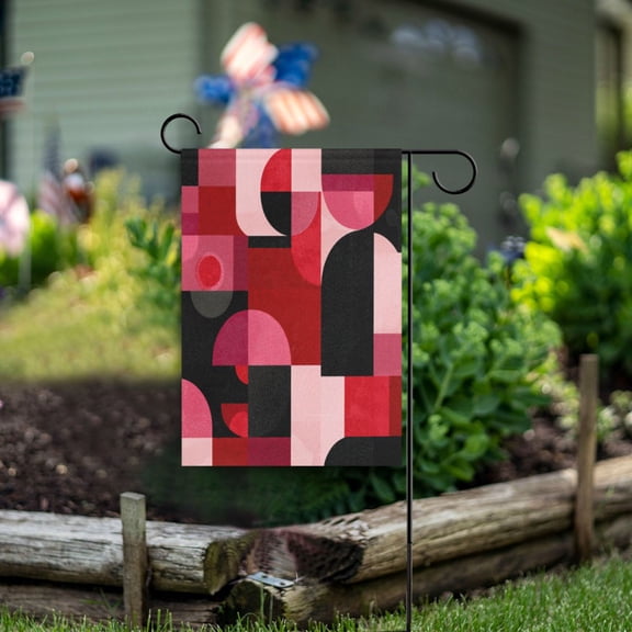 Birthday Party Garden Flags Outdoor Patio Decoration Flags 28x40in Red and Black Record Pattern