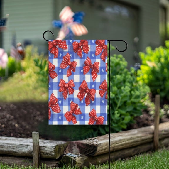 Birthday Party Garden Flags Outdoor Patio Decoration Flags 28x40in Retro Red Polka Dot Bows