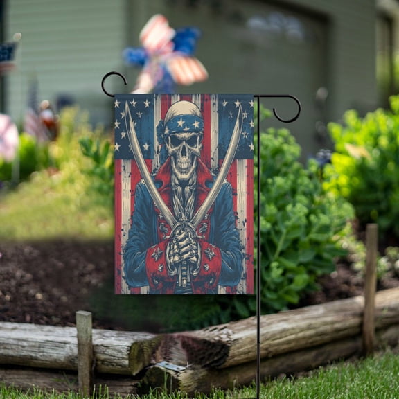 Birthday Party Garden Flags Outdoor Patio Decoration Flags 28x40in Skeleton Warrior