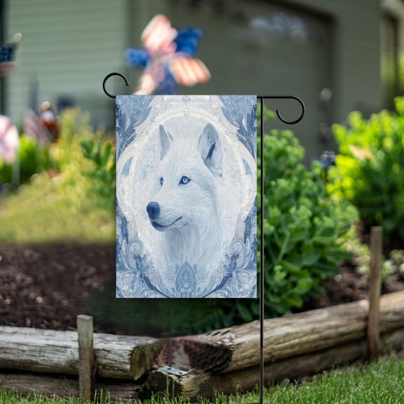 Birthday Party Garden Flags Outdoor Patio Decoration Flags 28x40in Striking Arctic Wolf