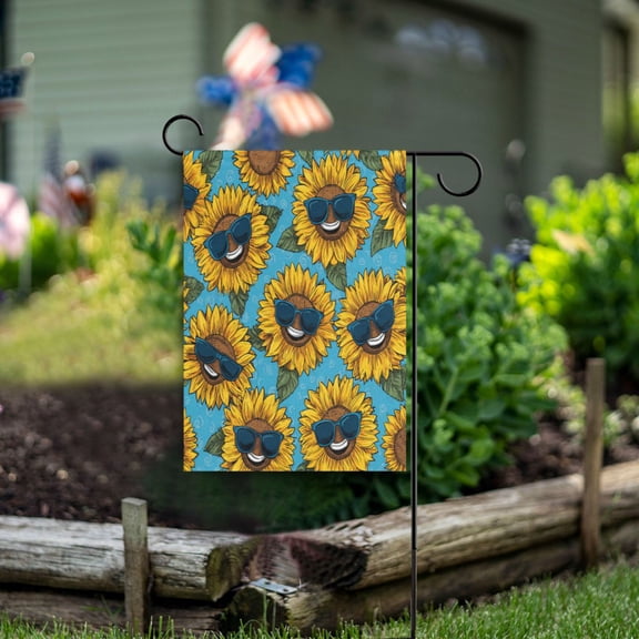 Birthday Party Garden Flags Outdoor Patio Decoration Flags 28x40in Sunglasses Smiley Sunflowers