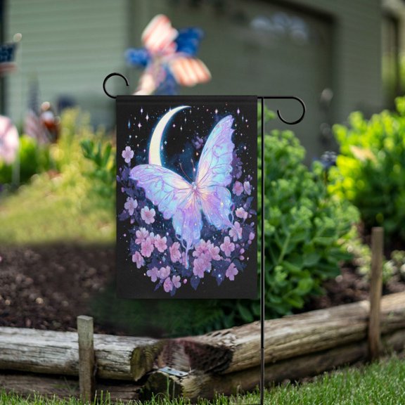 Birthday Party Garden Flags Outdoor Patio Decoration Flags 28x40in Transparent Beautiful Butterfly