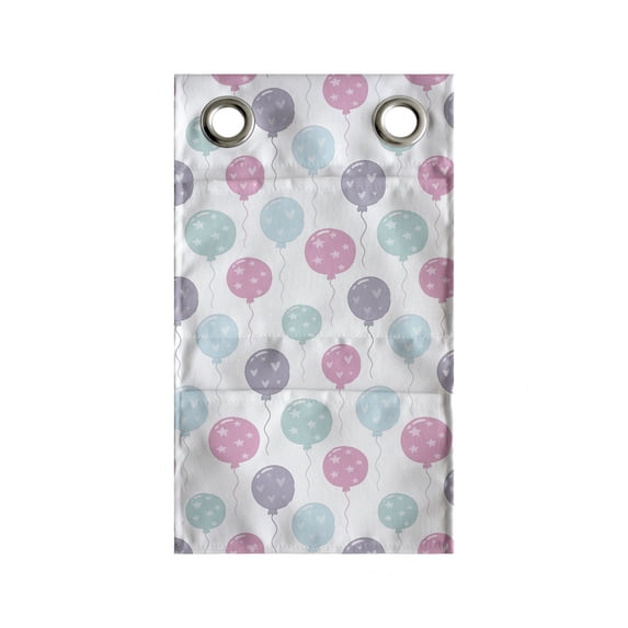 Birthday Party Hanging Pocket Organizer, Continuous Balloons with Hearts Fun, Printed Polyester Storage Bag with Pockets, 9" x 16", Multicolor