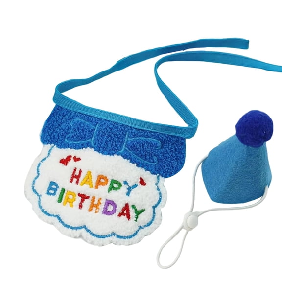 Birthday Party Hat Bibs Scarf for Cat Polyester Adorable Design Comfortable Fit Easy to Clean for Pet Birthday Photo Parties Festivities