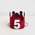 thumbnail image 1 of Birthday Party Hat Number 5, Red Felt Crown With Ears, Festive Decor For Celebrations, Party Favor For Teenagers S, Party Photo Prop, Adjustable Headband, 1 of 4