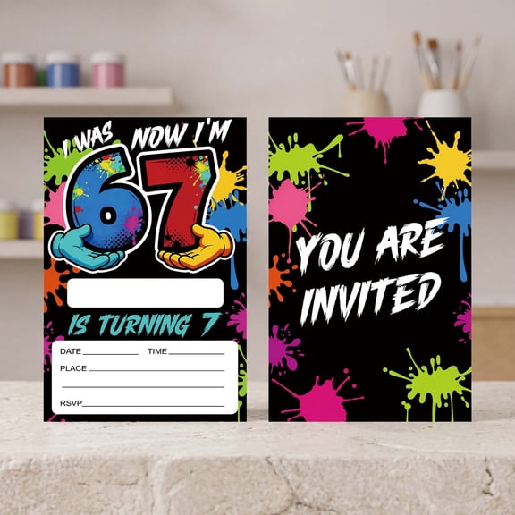Birthday Party Invitation Card Thick Paper Smooth Writing Blank Information Reserved Card Graffiti Style Gathering Notice Card For Classroom Party Family Friend Gathering Arrangement