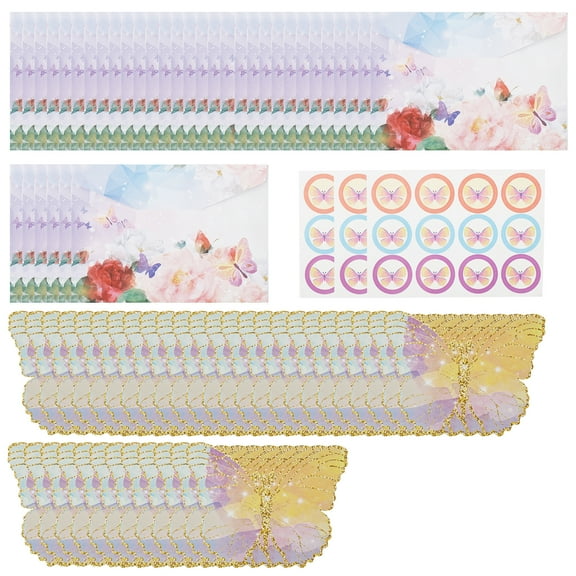 Birthday Party Invitations with Envelopes Butterfly Shape Birthday Invitation Cards with Stickers Butterfly Birthday Invites Card for Birthday Weddings Baby Shower
