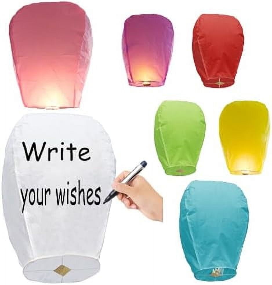 Birthday Party, New Years, Festival Chinese Paper Lanterns,20 Pack Colorful Paper Wishing Lanterns for Weddings,