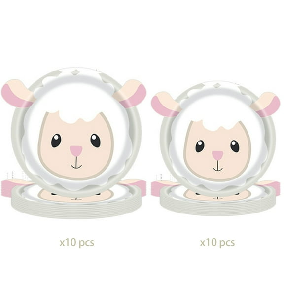 Birthday Party Paper Plates Cock Pig Cow Sheep Disposable Plates 5 Designs Cartoon Animals Dinnerware Plates 7 Inch and 9 Inch for Party Supplies Table Decor, 20Pcs