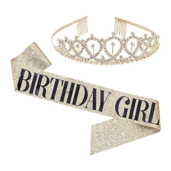 Birthday Party Sash Set - Etiquette Belt,Shoulder Straps & Headband for Birthday Celebrations