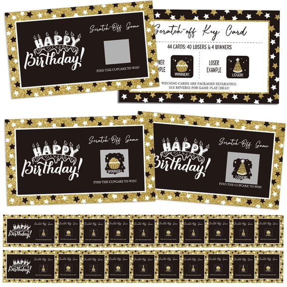 Birthday Party Scratch Off Cards Game 45 Pack 4.72x2.76 Inches