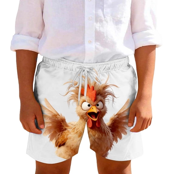 Birthday Party Shorts for Kids, Solid Color or Cute Print, Breathable Polyester Swim Trunks with Pockets, Toddler to 14 Years