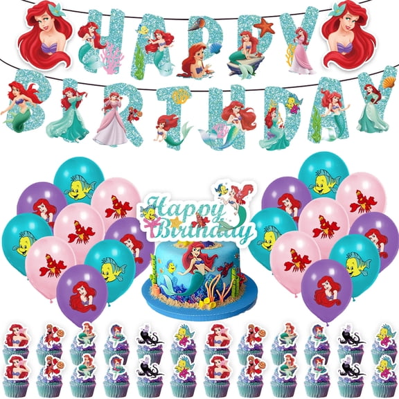 Birthday Party Supplies,Cute Party Including Cake Cupcake Toppers, Latex Balloons, Very Suitable for Birthday Party Supplies