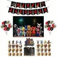 thumbnail image 1 of Birthday Party Supplies For Five Nights at Freddy's Includes Banner, Cake Topper, 24 Cupcake Toppers - 24 Balloons and Backdrop, 1 of 3