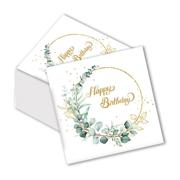 Birthday Party Supplies Greenery Eucalyptus Leaves Plates and Napkins Disposable Green Tableware Set for Birthday Shower Engagement Party Decorations(20 Napkins )