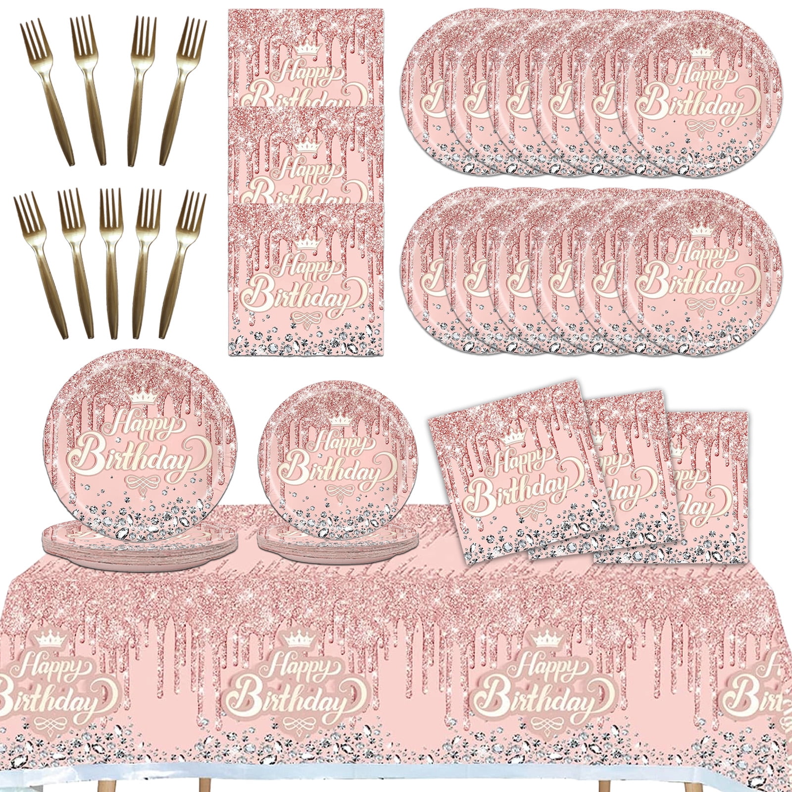 Birthday Party Tableware, Happy Birthday Plates Set Birthday Cutlery