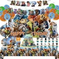 thumbnail image 1 of 189 PCS Birthday Party ZOO Animal Decoration Set - ZOO Animal 24 Cake Toppers, 1 Happy Birthday Banner, 1 Large Cake Topper, 1 Table Cloth, 18 Latex Ballnoon Party Supplies for Fans., 1 of 5