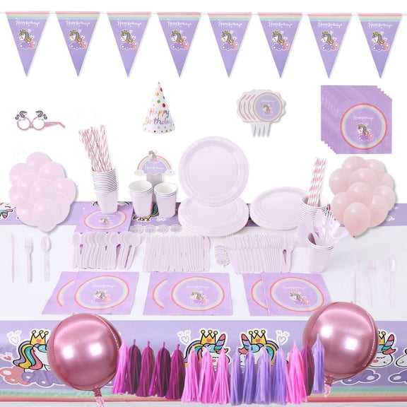 Birthday Party for Women Girls with Banner, Balloon, Paper Tassel for Party Decoration