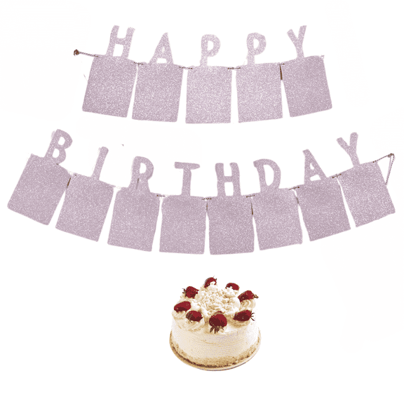 Birthday Photo Banners, Milestone Party Decorations, Happy Birthday Sign Garland Flags, Gift for Party Planners, Pink, 1 set