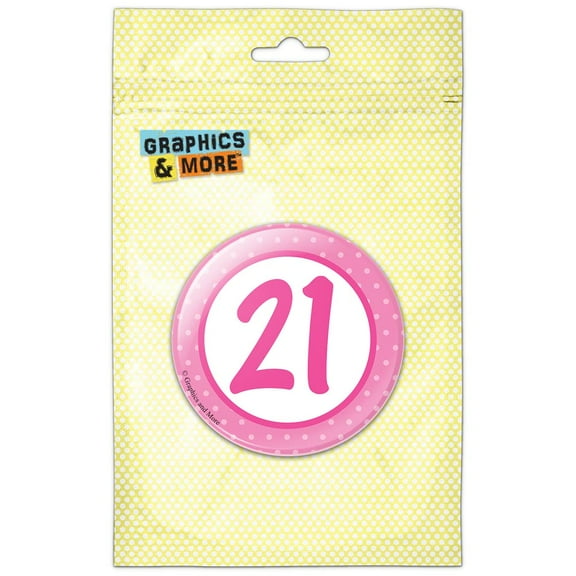 Birthday Pink Dots 21 Refrigerator Button Magnet