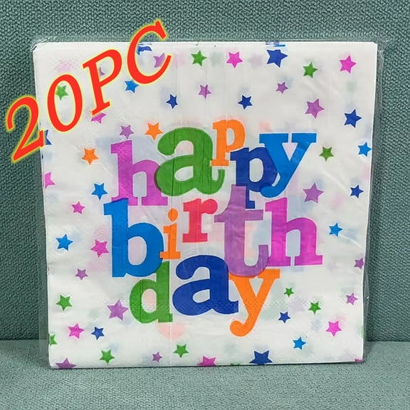 Birthday Plates Paper Disposable Happy Birthday Plates and Napkins Set Colorful Decorations Party Supplies for 10 Guests 10PC Happy Birthday Napkins