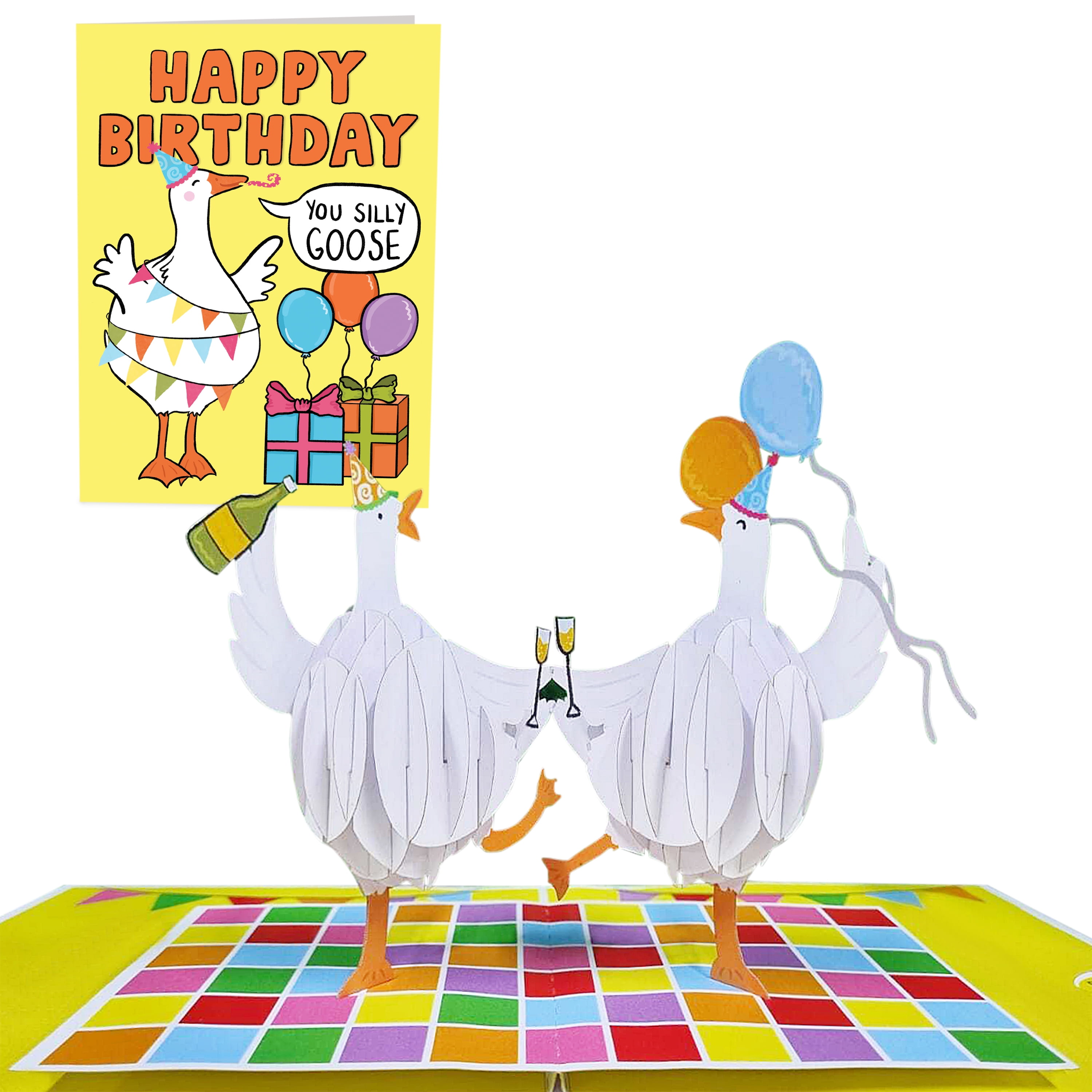 Birthday Pop Up Card - Happy Birthday Silly Goose - Funny Birthday Card