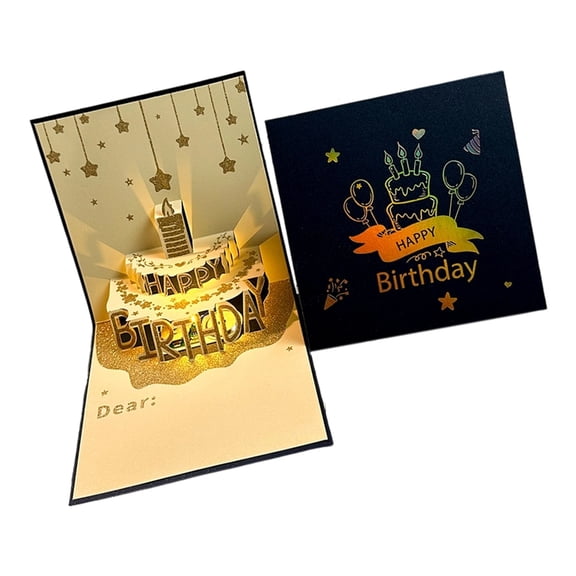 Birthday Popup Card with Music Tunes and Glowing Lights Foldable Greeting Card with Envelope Surprise Cards