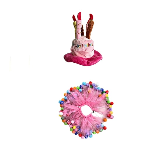 Birthday Porch Goose Decor Clothes for 17"-23" Cement Porch Goose Clothes Set with Hat and Tutu Collar for Lawn Geese Plastic Statues Clothing for Yard Lawn Decor, Pink