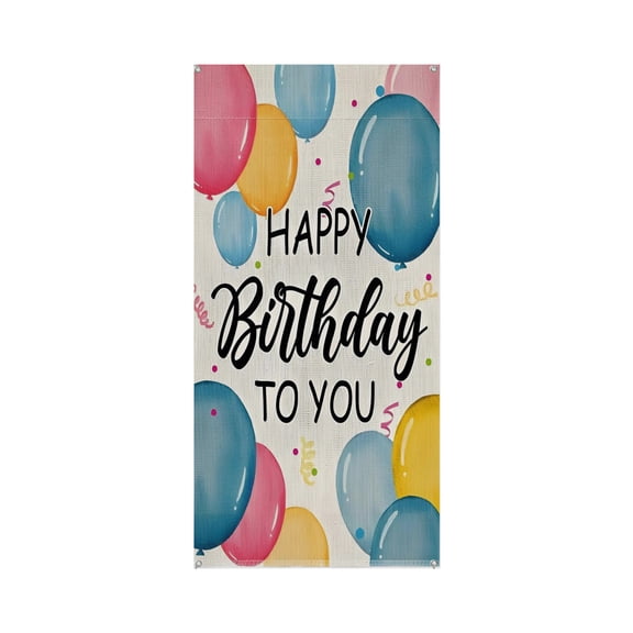 Birthday Premium Polyester Taffeta Door Banner – Fade-Resistant Versatile Décor for Celebrations & DIY Gifting 35.4*78.7IN/90*200CM