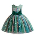 thumbnail image 1 of Birthday Princess Dress 2-3t for Girl Sequin Bowknot Tulle Tutu Dress Sleeveless Fashion Party Kids Gift Dresses, Green, 5 Years, 1 of 4