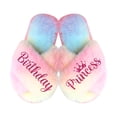 thumbnail image 1 of Birthday Princess Slippers - Fluffy Criss Cross Slippers for Girls - Ages 3 to 10 years - Gifts for Girls, Multi-Color Small (US 6-7), Fuchsia Glitter, 1 of 5