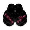 thumbnail image 1 of Birthday Princess Slippers - Fluffy Criss Cross Slippers for Girls - Ages 3 to 10 years - Gifts for Girls, Black 2.5-3Y (9-10Yrs), Fuchsia Glitter, 1 of 5