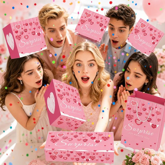 Birthday Pull Out Surprise Box, Folding Paper Gift Box for Cash and Gift Cards, Party Reveal for Friends and Family