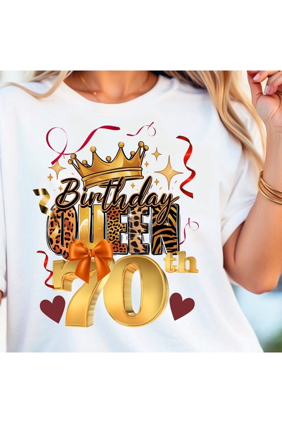 Birthday Queen 70th Unisex Tee, Happy Cheers to 70 T-Shirt, 70 Years Young Shirt, Golden Years Top, Turning Seventy And Fabulous Apparel