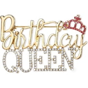 Birthday Queen Brooch Pins Metal for Birthday Party Decoration 2 Pcs