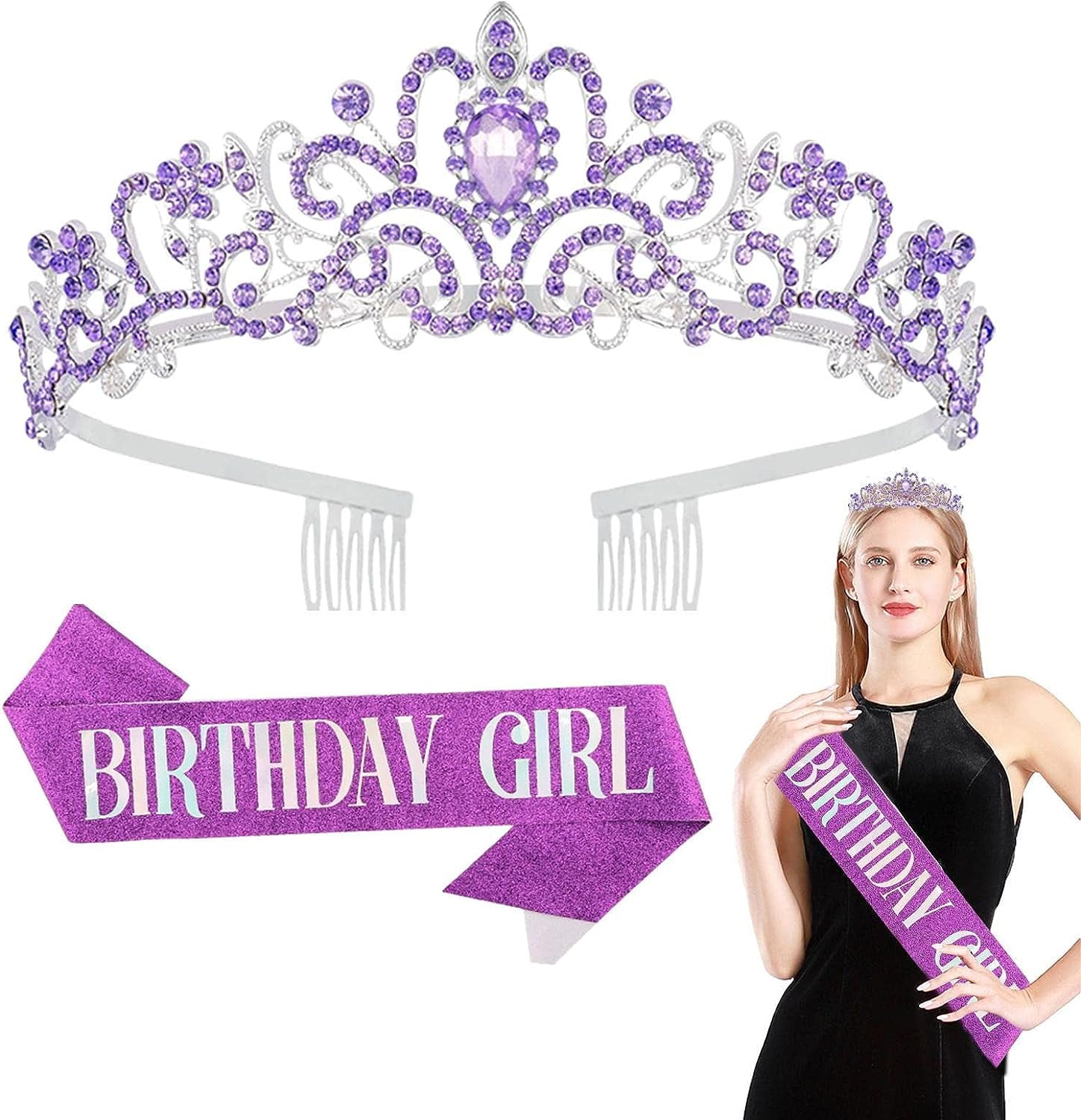 Birthday Queen Crown Birthday Crown And Sash Set,Cozy And Lightweight