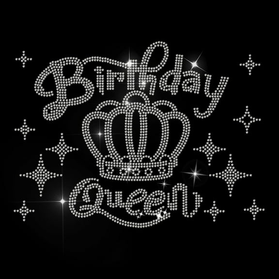 Birthday Queen Rhinestone Iron on Hotfix Transfer Decal Crown Pattern Bling Iron On Transfer Rhinestone Sticker DIY Patch Repair Hot Fix Applique Accessory