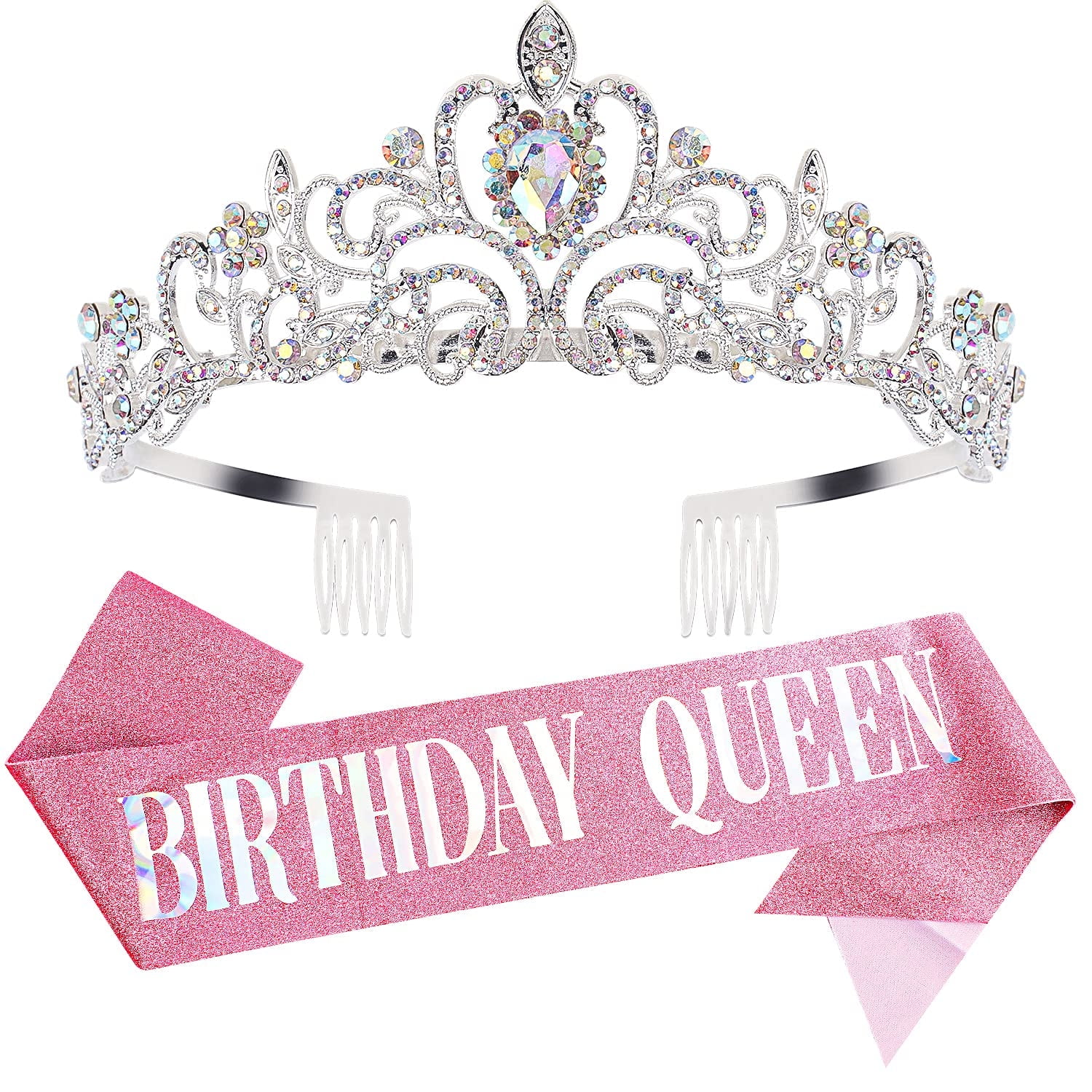 Birthday Queen Crystal Tiara & Glitter Sash Set Birthday Queen main image 3