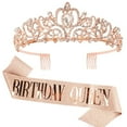 thumbnail image 1 of "Birthday Queen" Sash and Rhinestone Tiara Set, Women Birthday Sash and Crown Decoration, Glitter Crystal Hair Accessories for Girl Birthday Party, 1 of 8