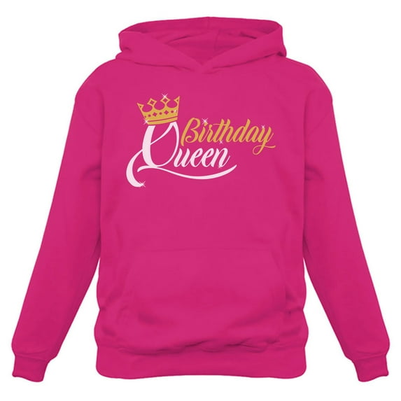 Birthday Queen Top for Women and Girls Birthday Girl Crown Women Hoodie Medium Pink