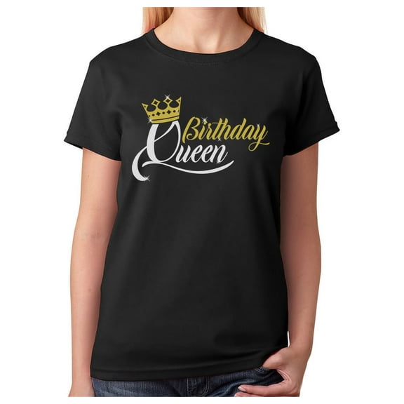 Birthday Queen Top for Women and Girls Birthday Girl Crown Women T-Shirt Medium Black
