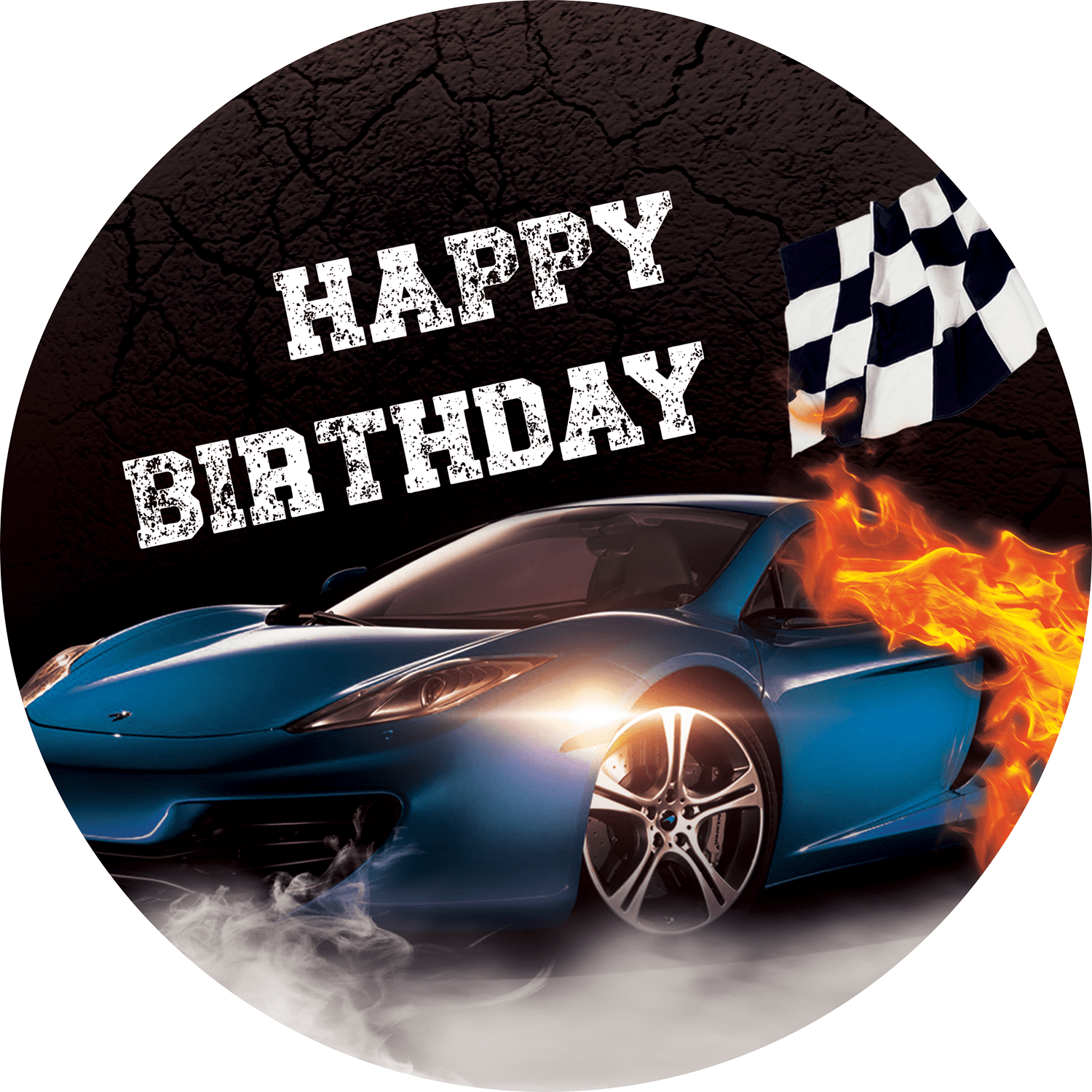Birthday Race Car Edible Cake Topper 8" Round