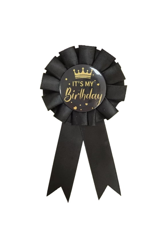 Birthday Ribbon Badge Brooch Party Decorations Black