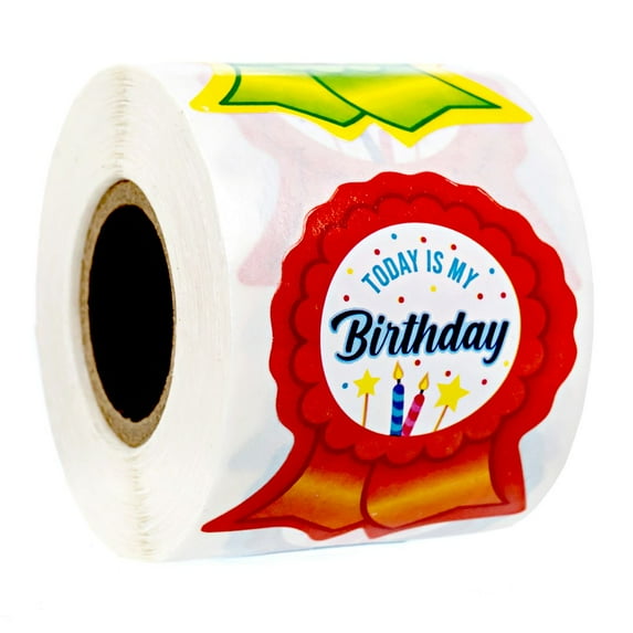 Birthday Ribbon Stickers / 250 Birthday Stickers for Kids / 1 5/8" x 2" School Today Is My Birthday Labels