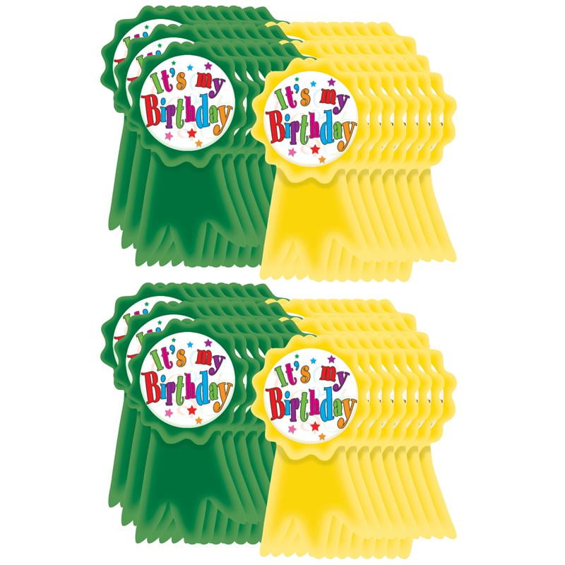 Teacher Created Resources Birthday Ribbons Wear 'Em Badges 16 Per Pack 6 Packs (TCR4851-6)